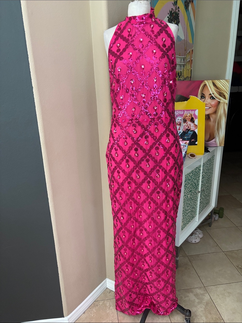 Nova Luxe Bejeweled Lined Maxi Dress
